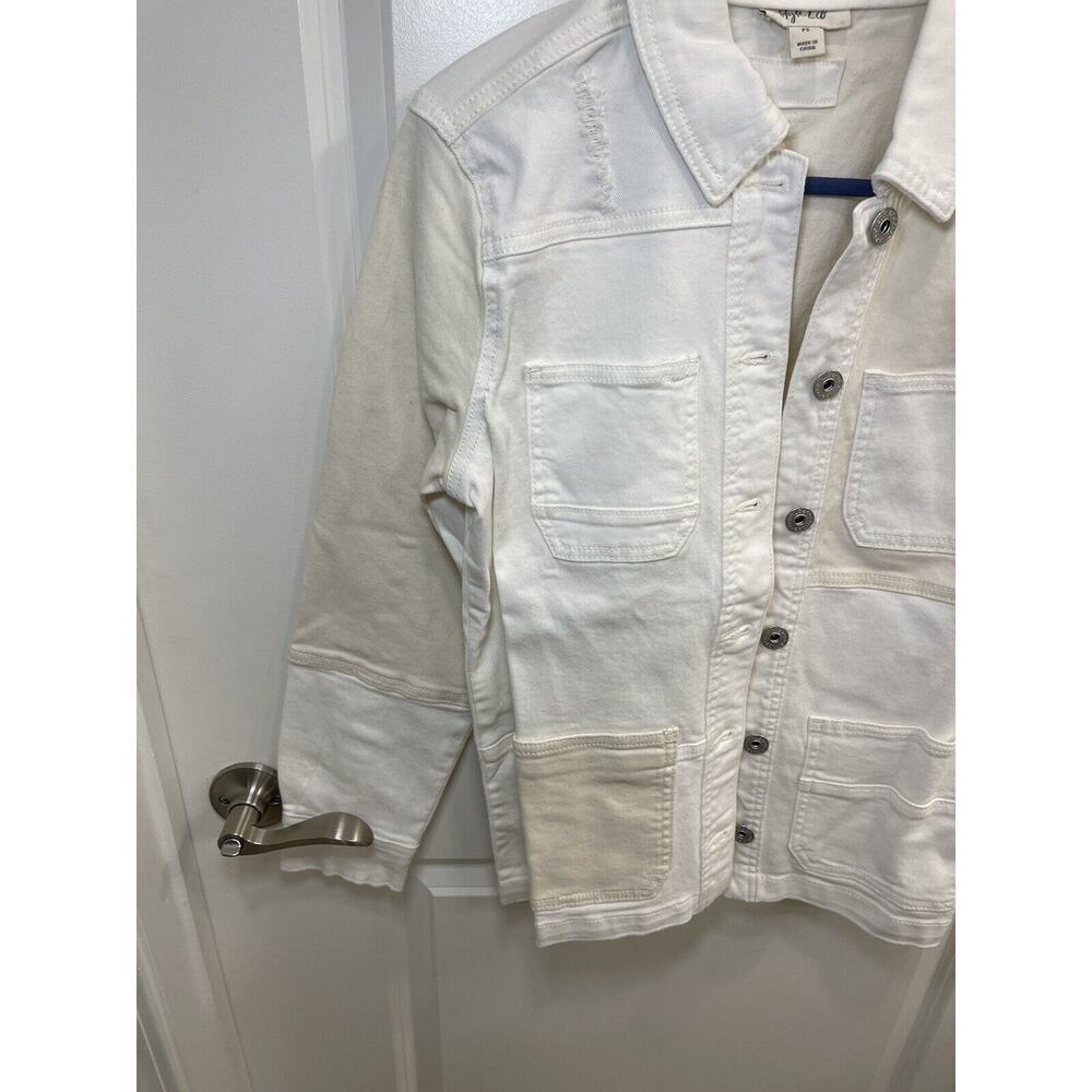 style & co White and Off White Color Blocked Denim jacket size PS MSRP$59.50 - Picture 5 of 8